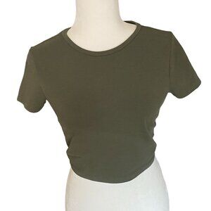 Wild Fable Cropped Basic T-Shirt-Green-Size M-GUC